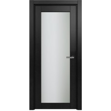 Межкомнатная дверь Status Optima 125, Дуб Чёрный, стекло Сатинато белое
