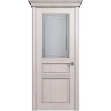 Межкомнатная дверь Status Classic 532, Дуб Белый, стекло Алмазная гравировка грань