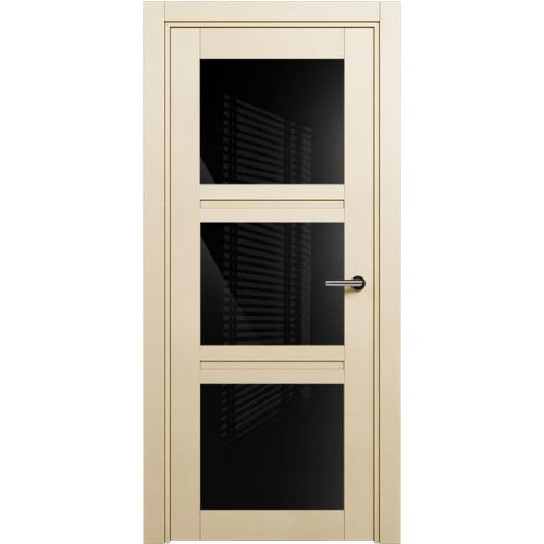Межкомнатная дверь Status Elegant 146, Слоновая кость, стекло Триплекс черный