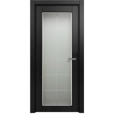 Межкомнатная дверь Status Optima 125, Дуб Чёрный, стекло Французская решетка сатинато белое фацет