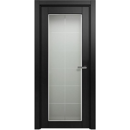 Межкомнатная дверь Status Optima 125, Дуб Чёрный, стекло Французская решетка сатинато белое фацет