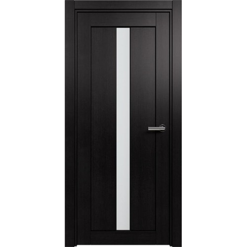 Межкомнатная дверь Status Optima 134, Дуб Чёрный, стекло Сатинато белое