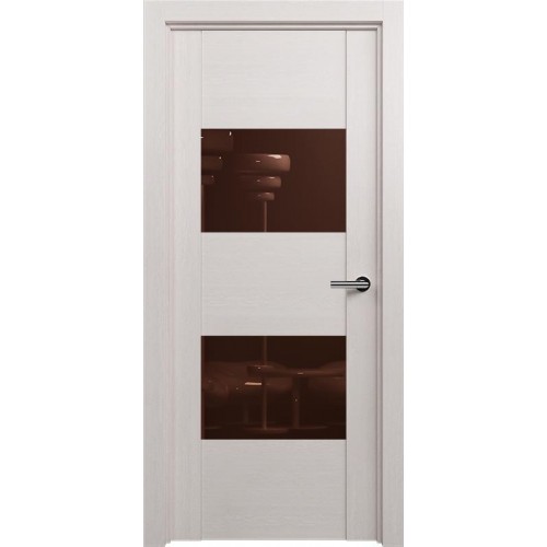 Межкомнатная дверь Status Versia 221, Дуб Белый, стекло Лакобель коричневое