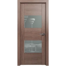 Межкомнатная дверь Status Versia 221, Дуб Капучино, стекло Лакобель серое