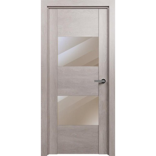 Межкомнатная дверь Status Versia 221, Дуб Серый, стекло Зеркало бронза