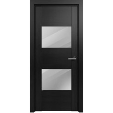 Межкомнатная дверь Status Versia 221, Дуб Чёрный, стекло Зеркало графит