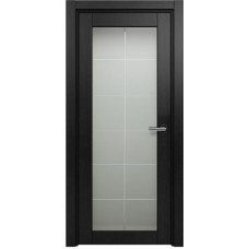 Межкомнатная дверь Status Optima 125, Дуб Чёрный, стекло Французская решетка сатинато белое