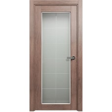 Межкомнатная дверь Status Optima 125, Дуб Капучино, стекло Французская решетка сатинато белое фацет