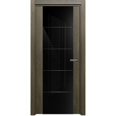Межкомнатная дверь Status Versia 222, Винтаж, стекло Триплекс 8мм черный с горизонтальной гравировкой