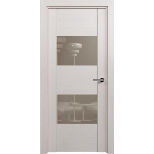 Межкомнатная дверь Status Versia 221, Дуб Белый, стекло Лакобель каппучино