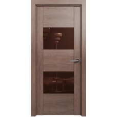 Межкомнатная дверь Status Versia 221, Дуб Капучино, стекло Лакобель коричневое