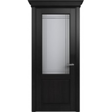 Межкомнатная дверь Status Classic 521, Дуб Чёрный, стекло Алмазная гравировка итальянская решетка