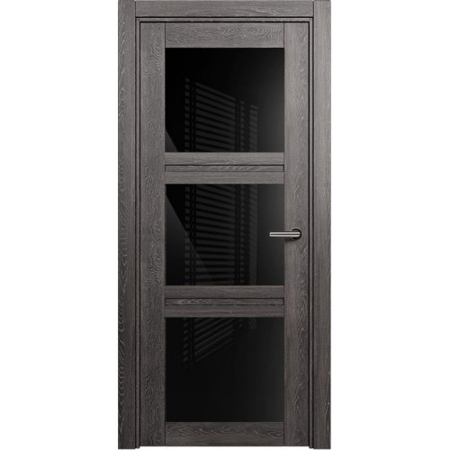 Межкомнатная дверь Status Elegant 146, Дуб Патина, стекло Триплекс черный