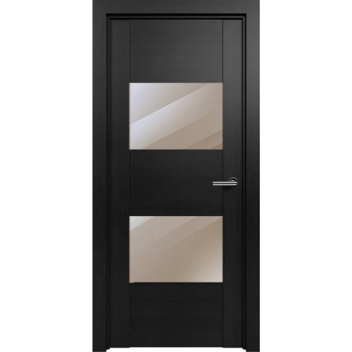 Межкомнатная дверь Status Versia 221, Дуб Чёрный, стекло Зеркало бронза