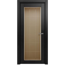 Межкомнатная дверь Status Optima 125, Дуб Чёрный, стекло Английская решетка сатинато бронза фацет