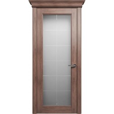Межкомнатная дверь Status Classic 552, Дуб Капучино, стекло Алмазная гравировка английская решетка