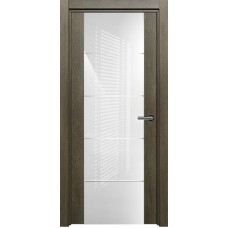 Межкомнатная дверь Status Versia 222, Винтаж, стекло Триплекс 8мм белый с горизонтальной гравировкой