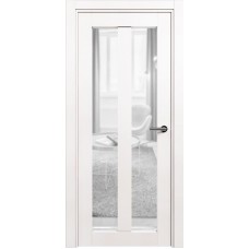 Межкомнатная дверь Status Optima 135, Белый лёд, стекло Сатинато прозрачное