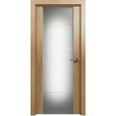 Межкомнатная дверь Status Versia 222, Дуб Светлый, стекло Триплекс 8 мм с горизонтальной гравировкой