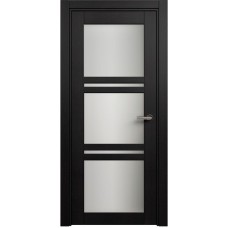 Межкомнатная дверь Status Elegant 147, Дуб Чёрный, стекло Сатинато белое