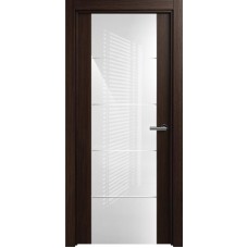 Межкомнатная дверь Status Versia 222, Орех, стекло Триплекс 8мм белый с горизонтальной гравировкой