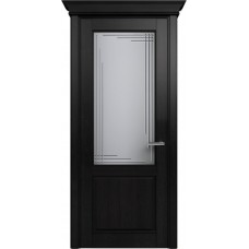 Межкомнатная дверь Status Classic 521, Дуб Чёрный, стекло Алмазная гравировка грань