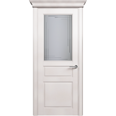 Межкомнатная дверь Status Classic 532, Белый Жемчуг, стекло Алмазная гравировка грань