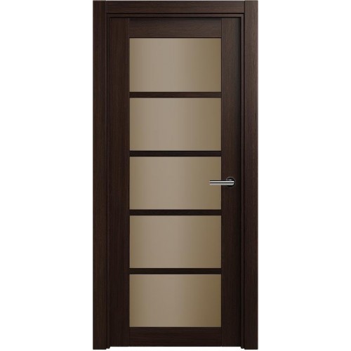 Межкомнатная дверь Status Optima 122, Орех, стекло Сатинато бронза