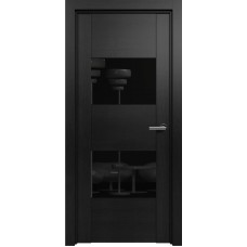 Межкомнатная дверь Status Versia 221, Дуб Чёрный, стекло Лакобель черное