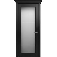 Межкомнатная дверь Status Classic 552, Дуб Чёрный, стекло Алмазная гравировка английская решетка