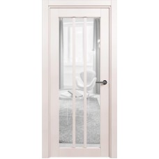 Межкомнатная дверь Status Optima 136, Белый Жемчуг, стекло Сатинато прозрачное