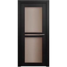 Межкомнатная дверь Status Elegant 143, Дуб Чёрный, стекло Сатинато бронза