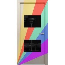 Межкомнатная дверь Status Versia 221, Эмаль. Любой цвет по RAL., стекло Лакобель черное