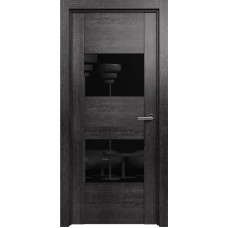Межкомнатная дверь Status Versia 221, Венге Пепельный, стекло Лакобель черное