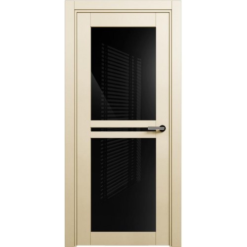 Межкомнатная дверь Status Elegant 143, Слоновая кость, стекло Триплекс черный