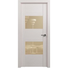 Межкомнатная дверь Status Versia 221, Дуб Белый, стекло Лакобель бежевое