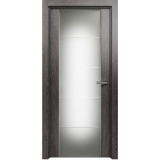 Межкомнатная дверь Status Versia 222, Дуб Патина, стекло Триплекс 8 мм с горизонтальной гравировкой