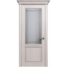 Межкомнатная дверь Status Classic 521, Дуб Белый, стекло Алмазная гравировка итальянская решетка