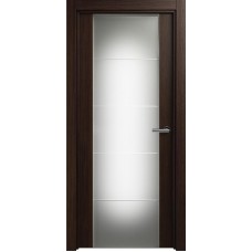 Межкомнатная дверь Status Versia 222, Орех, стекло Триплекс 8 мм с горизонтальной гравировкой