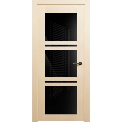 Межкомнатная дверь Status Elegant 147, Слоновая кость, стекло Триплекс черный