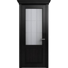 Межкомнатная дверь Status Classic 521, Дуб Чёрный, стекло Алмазная гравировка английская решетка