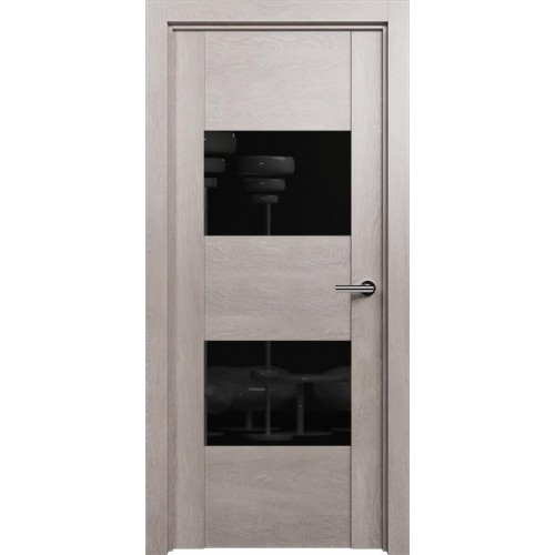 Межкомнатная дверь Status Versia 221, Дуб Серый, стекло Лакобель черное