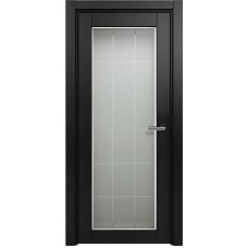Межкомнатная дверь Status Optima 125, Дуб Чёрный, стекло Английская решетка сатинато белое фацет
