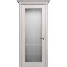 Межкомнатная дверь Status Classic 552, Дуб Белый, стекло Алмазная гравировка английская решетка