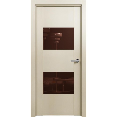 Межкомнатная дверь Status Versia 221, Слоновая кость, стекло Лакобель коричневое