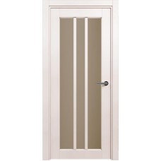 Межкомнатная дверь Status Optima 136, Белый Жемчуг, стекло Сатинато бронза