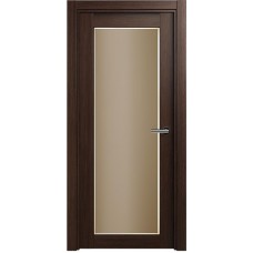 Межкомнатная дверь Status Optima 125, Орех, стекло Сатинато бронза фацет