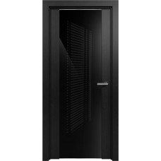 Межкомнатная дверь Status Trend 423, Дуб Чёрный, стекло Лакобель черное