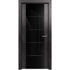 Межкомнатная дверь Status Versia 222, Венге Пепельный, стекло Триплекс 8мм черный с горизонтальной гравировкой