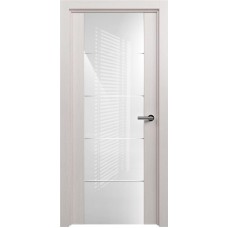 Межкомнатная дверь Status Versia 222, Дуб Белый, стекло Триплекс 8мм белый с горизонтальной гравировкой